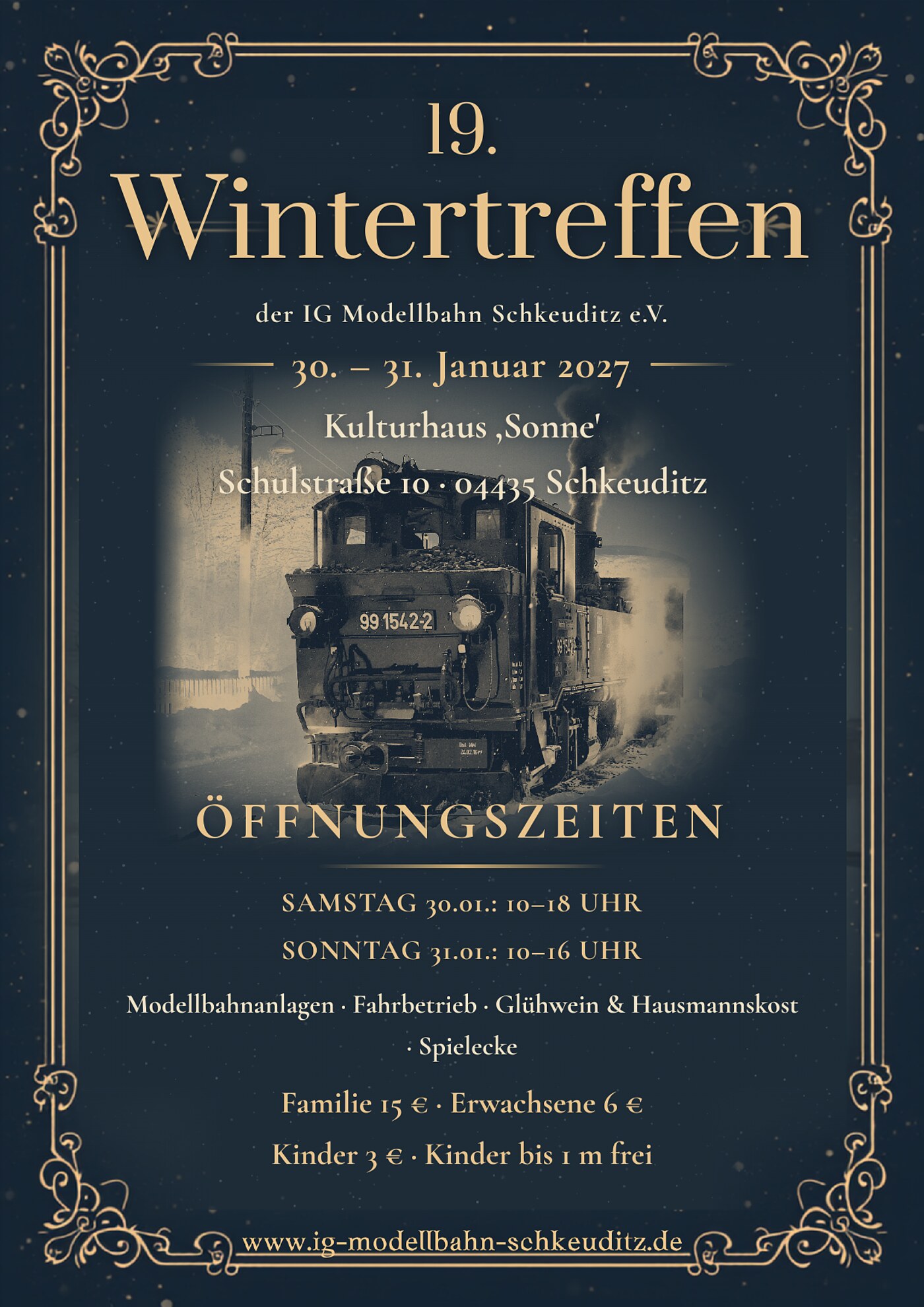 Plakat: 19. Wintertreffen · 30.–31. Januar 2027 im Kulturhaus Sonne
